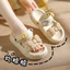 Bowknot Giày Sandal Kép Mặc Bên Ngoài Giày Sandal Hoạt Hình Dép Nữ Thời Trang Đường Phố Đế Dày Dép Hợp Thời Trang Dur