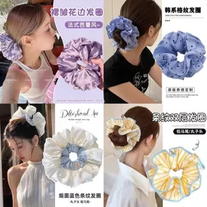 Quá Khổ Ballet Scrunchy Tóc Vòng Satin Ren Sọc Tính Khí Cao Cấp Dây Tóc Đầu Dây Phụ Kiện Tóc