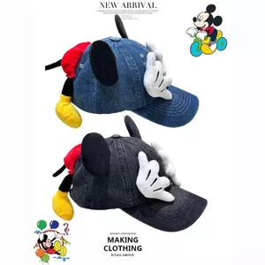 2025 Ban Đầu Rửa Mũ Cao Bồi Che Mặt Mickey PP Cha Mẹ-Con Mũ Bóng Chày Trẻ Em Mũ Hoạt Hình Mặc Nón