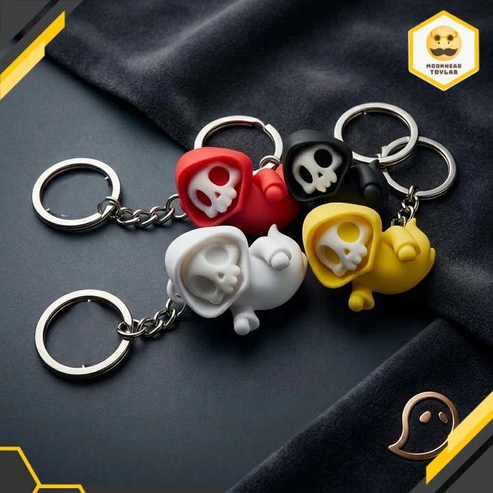 Móc Khóa Ma Đáng Yêu Đội Mũ Đầu Lâu Độc Lạ - Móc Khóa Ghost Skull Kiểu Dáng Urban Halloween Độc Đáo Làm Quà Tặng
