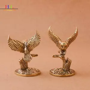 HL Cổ Đồng Thau Cú Thu Nhỏ Các Bức Tượng Nhỏ Retro Đồng Động Vật Trà Thú Cưng Để Bàn Trang Trí Trang Trí Thủ Công Động Vật Các Bức Tượng Nhỏ LMWU