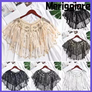 MERIGGIARE Sequins Khăn Choàng Quấn Nữ Flapper Che Phủ Đầm Dạ Hội Phụ Kiện Mũi Buổi Tối