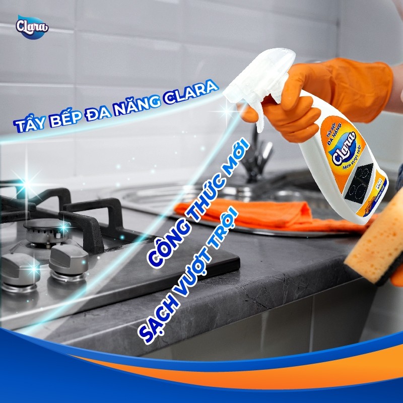 Xịt Tẩy Dầu Mỡ Nhà Bếp Đa Năng Clara Hương Quế 500ml Chính Hãng TBDN001, Xịt Tẩy Bếp Gas, Bếp Từ Hàng Chính Hãng