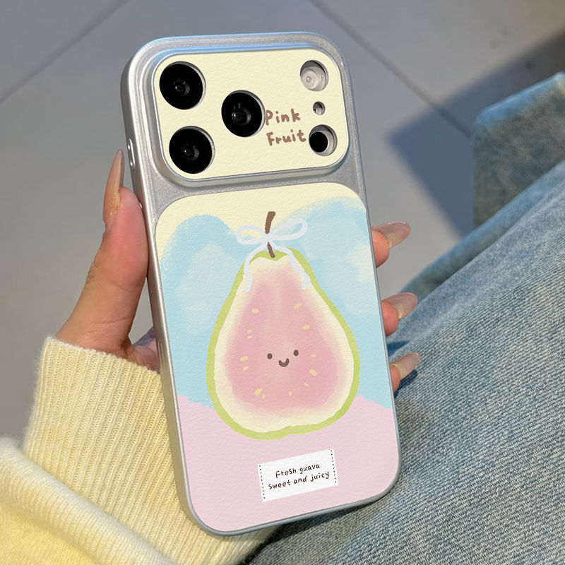 Ốp lưng iPhone Mạ họa tiết da Họa tiết quả lê hồng iPhone 17 16 15 14 13 12 11 Pro Max Plus Max