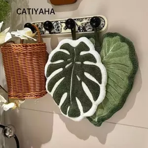 Khăn tay CATIYAHA, Khăn tay nhà bếp thấm nước dày, Treo nhung san hô chất lượng cao Khăn lau tay hoạt hình lá nhà bếp