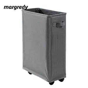 Giỏ đựng đồ giặt MARGREDY có bánh xe, Thùng đựng đồ giặt 4 cuộn dung tích lớn, sử dụng trong gia đình Di động màu xám đậm Thiết kế có thể gập lại Hamper giặt có bánh xe Phòng tắm