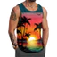 Áo thun không tay in hình cây cọ nhiệt đới 3D dành cho nam, áo thun thường ngày đi biển Hawaii mùa hè