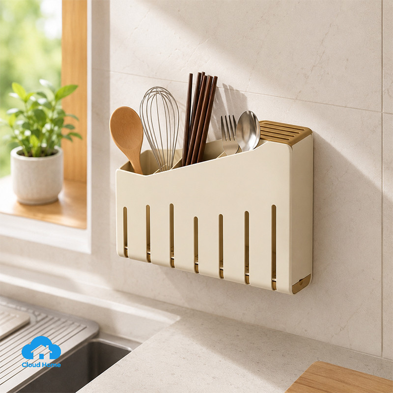 🌤️COD🌤️Giá đựng đũa treo tường, hộp đựng đồ nhà bếp đa chức năng, kệ đựng đồ nhà bếp không cần khoan