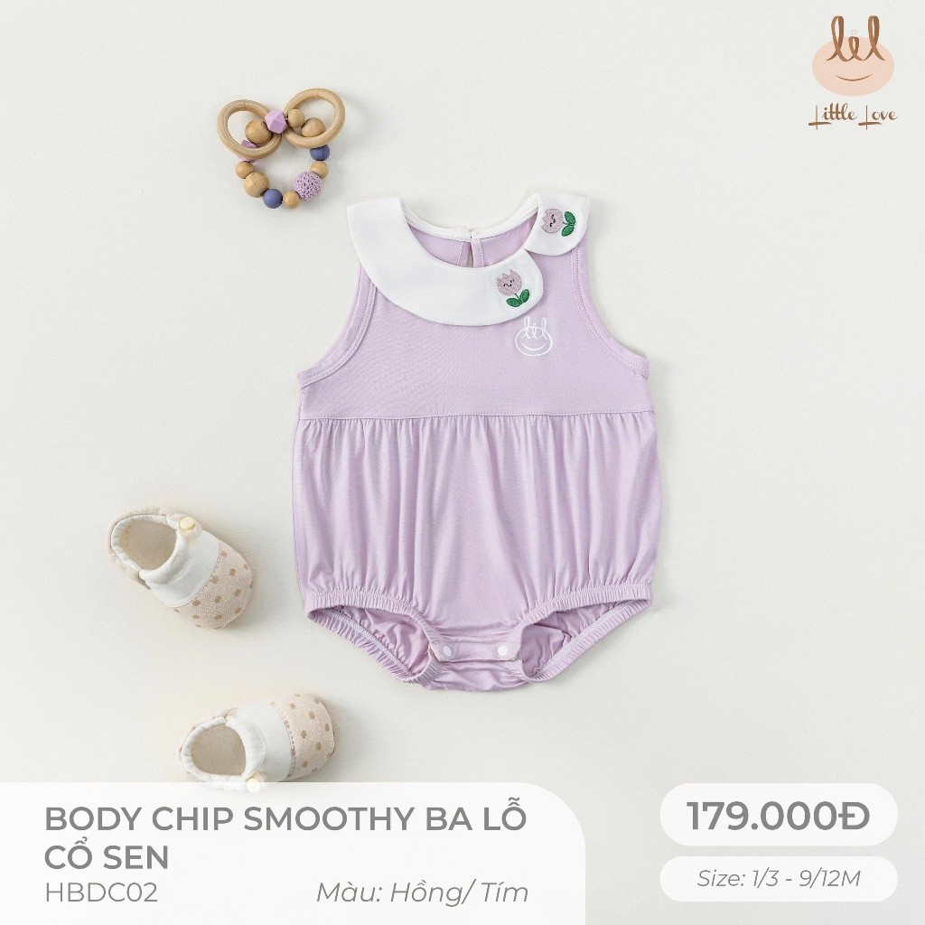 BODYCHIP SỢI TRE BA LỖ CỔ SEN LIL [ SIÊU MỀM, MÁT, MỊN CO DÃN VÀ THẤM HÚT TỐT] SZ 1/3M - 9/12M (HBDC02)