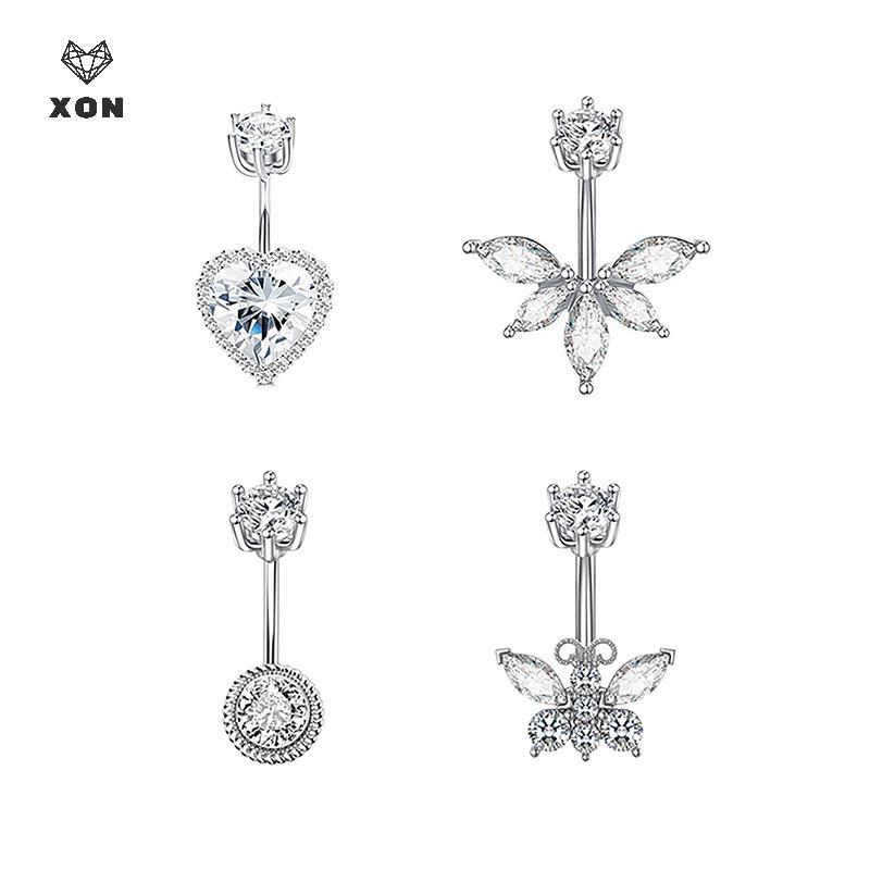 [XON] Nhẫn buộc bụng pha lê thời trang Zircon dành cho nữ Cô gái Trái tim tinh tế Bướm rốn Nhẫn đeo chéo cơ thể Quà tặng trang sức [Mina]