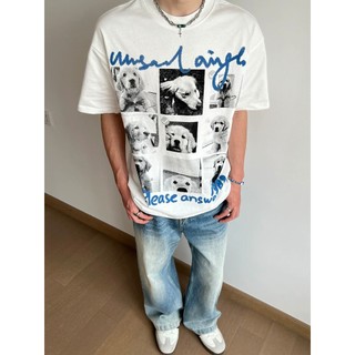 Áo thun nam ESEA tay ngắn thương hiệu thời trang Mỹ "Love Dog" cặp đôi unisex