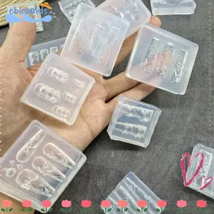 Bản mẫu nghệ thuật làm móng EBINLANDS, có hộp Khuôn làm móng hoa Lily, Khắc trong suốt cao Bướm Tulip Silicone Mẫu trang trí móng tay