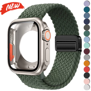 Thay đổi sang Ultra ốp lưng + dây đeo nylon tương thích cho Apple Watch Series11 10 9 8 7 6 SE 46mm 42mm 45mm 44mm 41mm 40mm