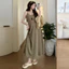 Bộ đồ bà bầu Váy thường ngày mùa hè + Bộ đồ hai mảnh tay ngắn dáng rộng đơn giản