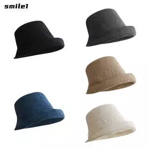 Mũ ngư dân SMILE, Nắp xô màu trơn, Mũ vải lanh thoáng khí thời trang chống tia cực tím Mũ Fedora Thể thao ngoài trời