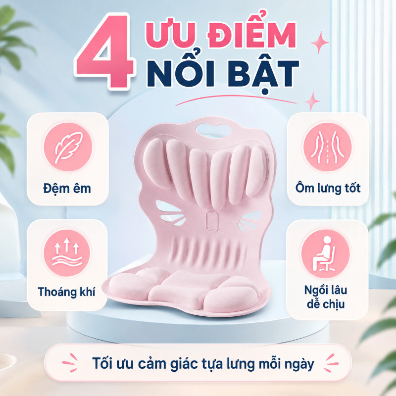 Ghế Bệt Chống Gù – Giảm Đau Lưng, Dùng Văn Phòng, Học Sinh, Mẹ Bầu, Ngồi Lâu & Chỉnh Tư Thế
