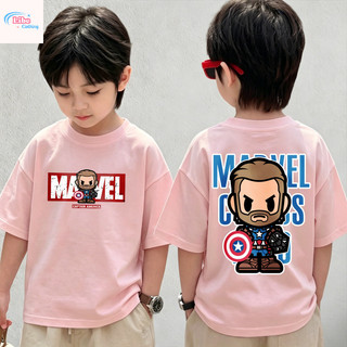 Áo Thun Trẻ Em In Hình Captain America 2 Mặt, Vải Cotton, Thời Trang Hàn Quốc, Cho Bé Trai Mùa Hè