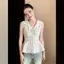 Phong cách Hàn Quốc Niche Cổ áo hải quân ngọt ngào chấm bi phối ren cho nữ mùa hè 2026 Áo sơ mi nhỏ không tay nhẹ nhàng