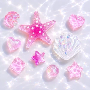 {ĐỘC QUYỀN] Set Charm Sao Biển Hồng Galaxy Vỏ Sò Pha Lê Resin Trong Suốt DIY Gắn Dép Cute Kawaii Lung Linh 💖✨