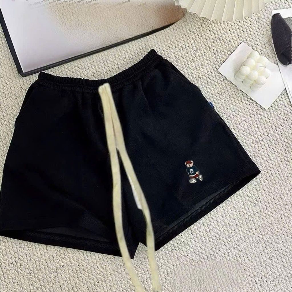 Quần short 2 da ép Hàn L1 chất dày, đứng dáng trẻ trung, họa tiết gấu xanh- chang3158.