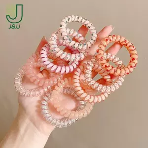 5 Chiếc Dây Điện Thoại Nhiều Màu Sắc Tóc Bé Gái Traceless Lò Xo Co Giãn Băng Đô Quấn Tóc Cho Nữ Mũ Đội Đầu Dây Buộc Tóc Dây Cao Su