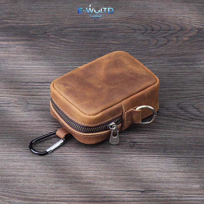 Túi da E-WOITD có dây kéo Móc khóa Ví đựng tiền xu Túi đựng thẻ Thắt lưng Túi đeo thắt lưng để chạy bộ ngoài trời Đồng xu thể thao Ví nhỏ cổ điển E-WOITD