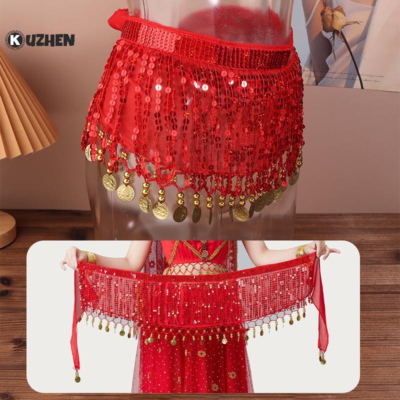 KUZHEN Bụng Khiêu Vũ Eo Dây Xích Boho Sequin sel Thắt Lưng Khiêu Vũ Ấn Độ Hip Khăn Jazz Khiêu Vũ Thể Hiện Trang Phục Với Dangling Kim Sa Lấp Lánh HOT