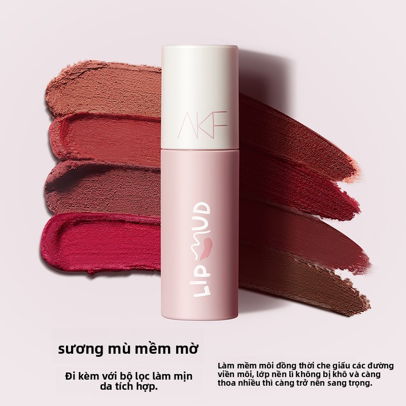 Son bóng Akf|Son môi màu khỏa thân Hàn Quốc|Son bóng môi bão hòa thấp Pseudo-Face dành cho học sinh|Cốc chống dính nhung mờ làm trắng da