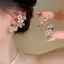 Tweeduj Lãng Mạn Nhiều Màu Sắc Zircon Bông Tai Hoa Dành Cho Nữ Thời Trang Bé Gái Hoa Giọt Nước Ngọt Ngào Bông Tai Trang Sức Tiệc Tinh Tế Quà Tặng VN