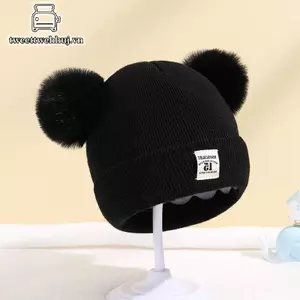 Nhíp Mũ Mùa Đông Dễ Thương Màu Trơn Len Dệt Kim Bonnet Bebe Bé Sơ Sinh Mũ Pompom Cho Trẻ Em Bé Trai Bé Gái Trẻ Em Mũ Ấm VN