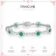 FANCIME "Noble Allure" May Birthstone Emerald Station Vòng tay bạc Sterling