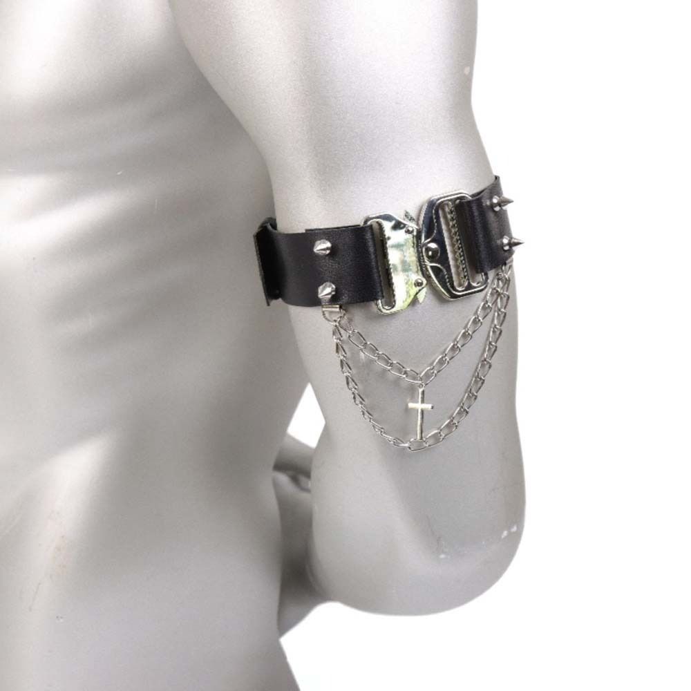 Nhẫn Đùi DELMER, Dụng Cụ Gạc Chân Có Thể Điều Chỉnh Nhiều Lớp, Dây Đeo Tay Leatherette Kim Loại Nhanh Dây Đeo Cổ Goth Halloween