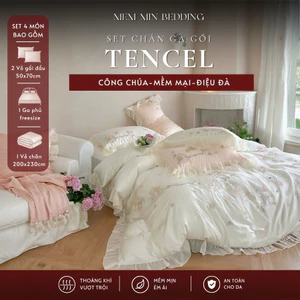 Chăn Ga Gối Lụa Thêu Họa Tiết Ren Kiểu Pháp - MemMinbedding Luxury
