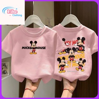Áo phông cho bé trai và bé gái in hình Chuột Mickey dễ thương, được làm từ chất liệu cotton mềm mại, thoải mái