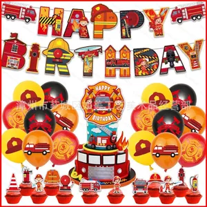 ST2 Lính Cứu Hỏa Sam Chủ Đề Trẻ Em Sinh Nhật Trang Trí Biểu Ngữ Bánh topper Bóng Bộ Cung Cấp TS2