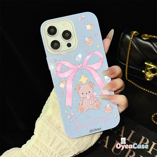 Ruy Băng Nơ Gấu IMD Lấp Lánh Dành Cho Huawei Pura 90 Ultra 80 Pro Plus Ultra Nova 14 Pro Ultra Y72S Y72 Y63 4G Honor 600 Pro X7D X5D Plus Magic 8 Lite Vỏ Màu Kẹo Hoạt Hình