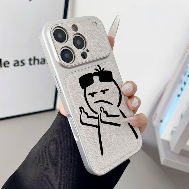 Ốp lưng iPhone họa tiết da mạ biểu tượng cảm xúc iPhone 17 16 15 14 13 12 11 Pro Max Plus Max