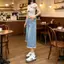 Hình dáng quả lê phong cách mỏng mùa hè Hình dáng nhỏ vừa vặn hơn Nhìn eo cao rộng @ -