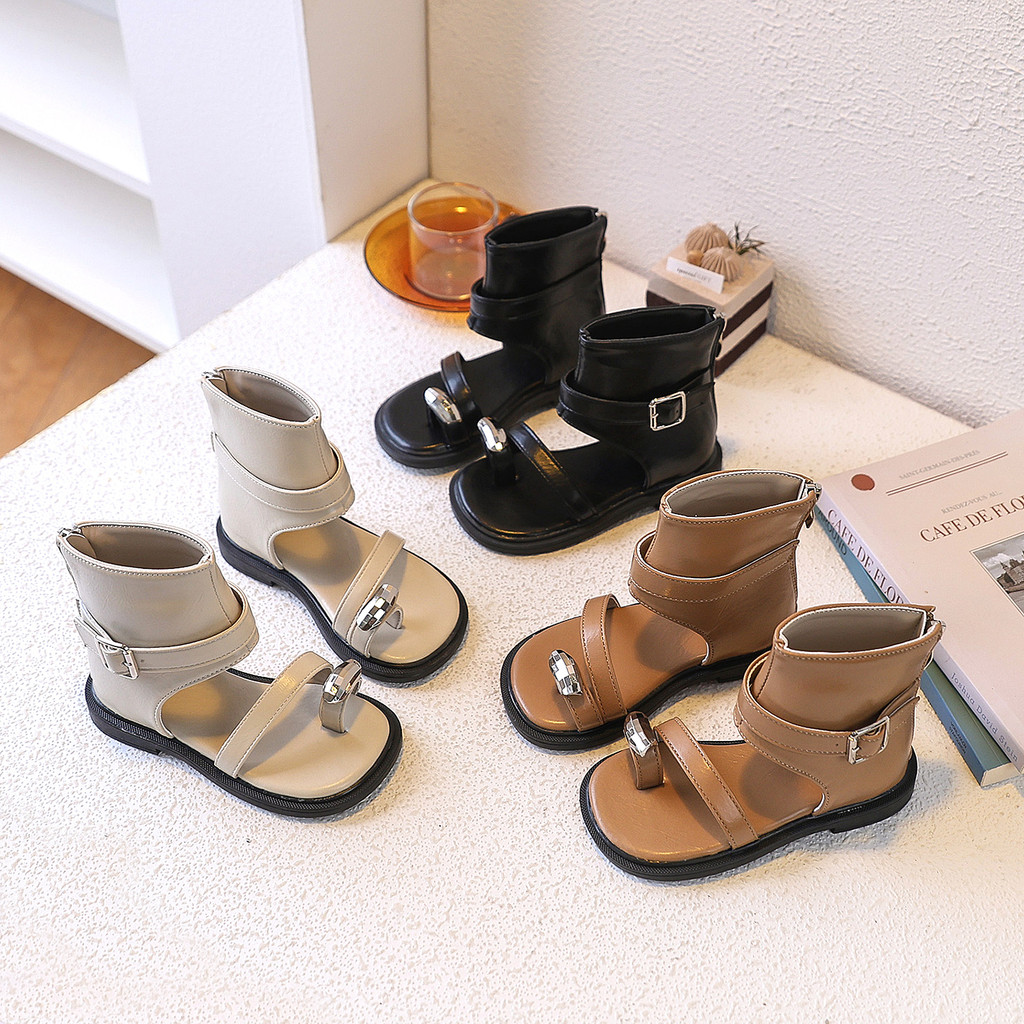 Giày sandal ống cao bé gái kiểu hiện đại, đế mềm êm chân, chống trượt mùa hè