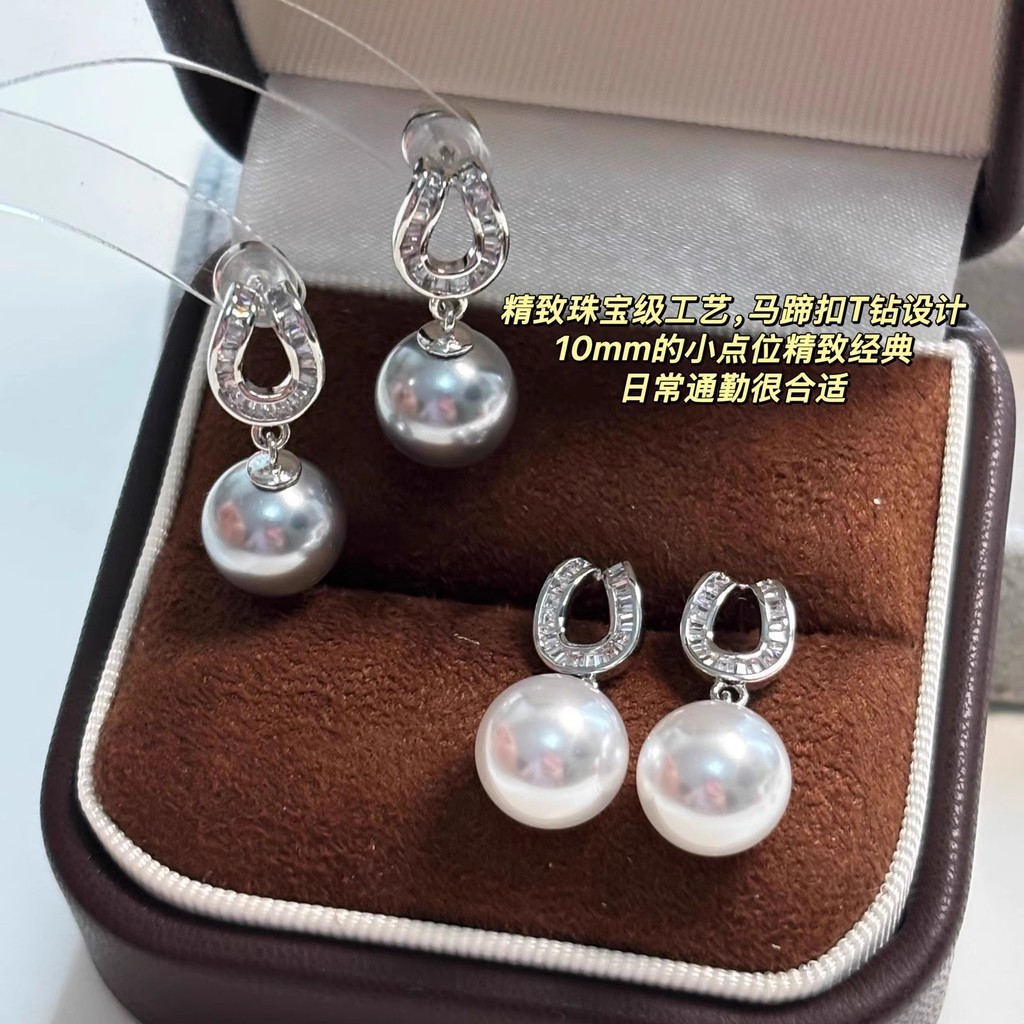 Bông tai nữ ngọc trai kim cương bạc s925