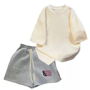 sét bộ nữ quần đùi cộc XÁM ĐẬM cờ mỹ dáng ngắn dây bản to tiện lợi + mix phông trơn hàn quốc-chanhg3258
