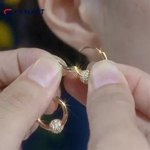 AN.MART Thanh Lịch Sang Trọng Full Khoan Bông Tai Bóng Tròn Đa Năng Phong Cách Mới Độc Đáo Niche Kẹp Bông Tai Thời Trang Cao Cấp Trang Sức VN