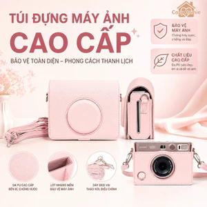 Túi bảo vệ máy ảnh bằng da PU màu hồng cho máy ảnh Instax Mini EVO, kèm dây đeo vai, bảo vệ máy ảnh của bạn.