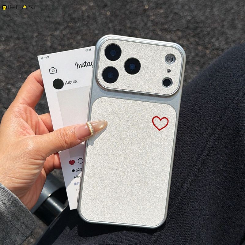 Dành Cho Xiaomi 17 Pro Max 15 15T 14 14T 13 13T 12 Ultra 12T 12S 12X Mi 11i 11X 11 Lite Pro Ốp Điện Thoại Cửa Sổ Nhìn Lớn Da PU Dễ Thương Dòng Đơn Giản Màu Đỏ Trái Tim Tình Yêu Vỏ