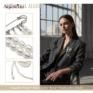 AqToCna Giả Ngọc Trai Thổ Cẩm Cho Bộ Đồ Vintage sel Dây Xích Pin Nam Nữ zer Ve Áo Trang Trí Văn Phòng Kinh Doanh Họp Trang Sức AqToCna