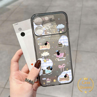 Tương thích cho iPhone 15 17 16 13 14 11 12 Pro Max 14 Plus Full Màn Hình Chấm Bi Hoạt Hình Chó Corning Case