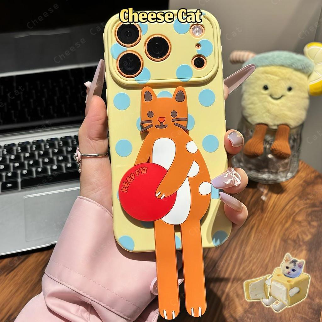 Chấm bi Cún Con Mèo Giá Đỡ Điện Thoại Ốp lưng điện thoại iPhone cho iPhone 14 13 12 11 15 Plus 16 17 Pro Max