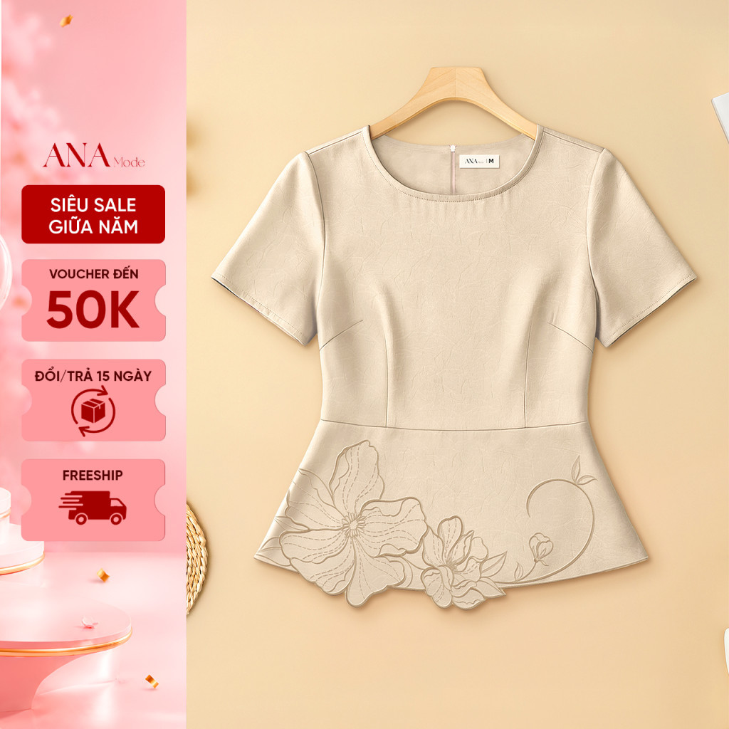 Áo Kiểu Form Rộng Trung Niên ANA Mode Chất Liệu Lụa Vân Mờ Thanh Lịch Đi Chơi Quà Tặng Mẹ AK25VHD10
