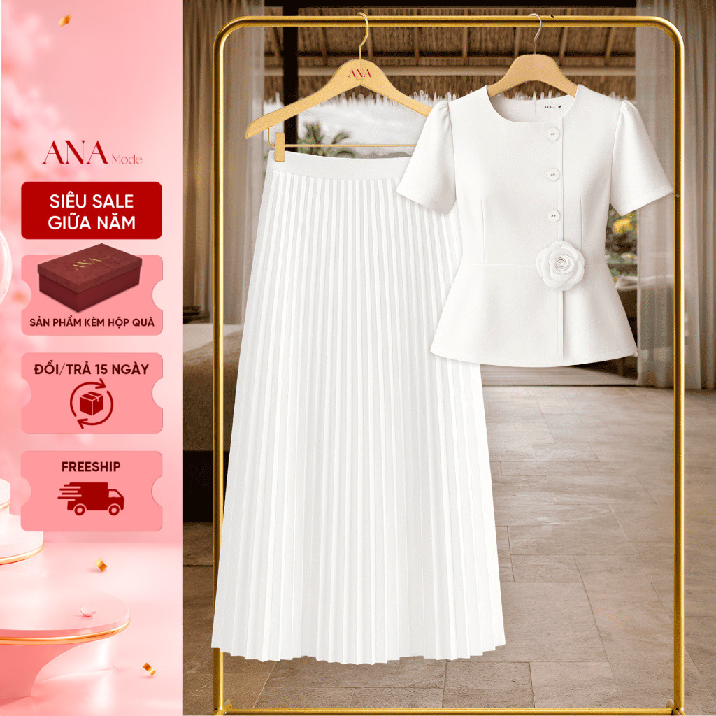 Set Quà Tặng Mẹ Ý Nghĩa Thương Hiệu ANA Mode (Áo CHD17 + Chân váy CHE17 kèm hộp quà)