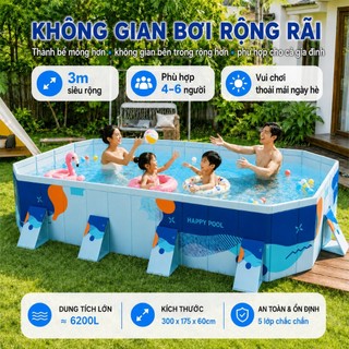Bể Bơi Cho Bé Tại Nhà PVC Siêu Bền Hồ Bơi Xếp Gọn Đa Kích Thước 1.6M/1.8M/2.1M/2.6M/3M Dễ Dàng Cất Trữ
